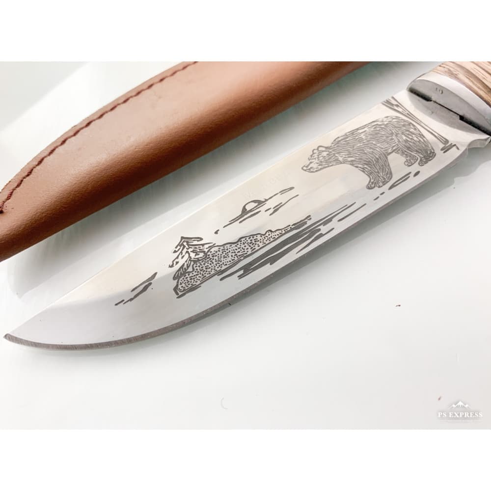 Lovački Nož Gravura Medveda 65X13